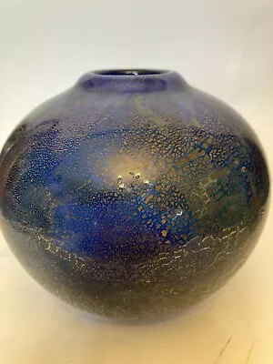 Buy Vintage C1979-87 Isle Of Wight Dark Blue Azurene Globe Vase Large • 65£