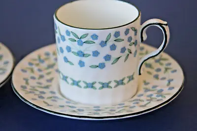 Buy Aynsley Bone China 2 'Forget Me Not' Pattern Demitasse Cups & Saucers • 9.99£
