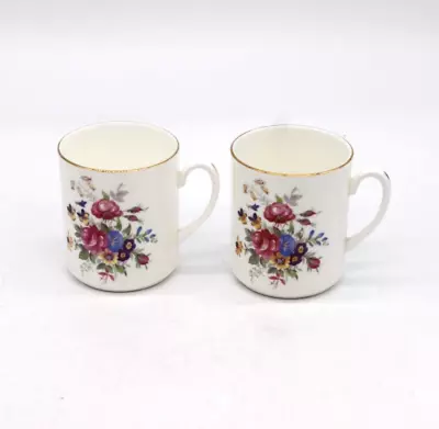Buy JASON WORKS Nanrich Pottery Set Of 2 Fine Bone China Tea Cups / Mugs Floral • 3.49£