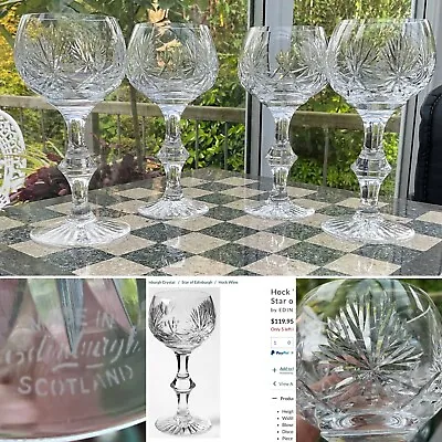 Buy 👀 RARE Edinburgh Crystal “STAR OF EDINBURGH” Wine / Hock Glass  6-3/4″ SIGNED • 55£