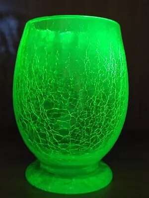 Buy Stevens & Williams Art Deco Uranium Green Crackle Glass Vase Celery • 26£