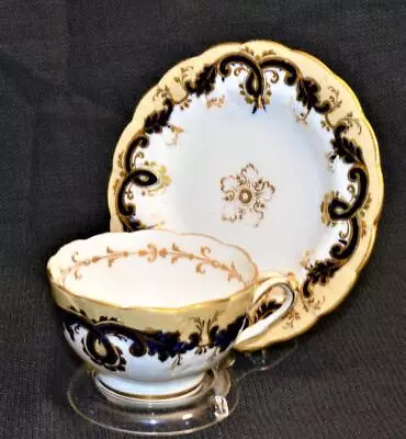 Buy Antique JOHN RIDGWAY Tan Cobalt & Gold Leaf Pattern #5/2304 Set Cup & Saucer Cr • 67.55£