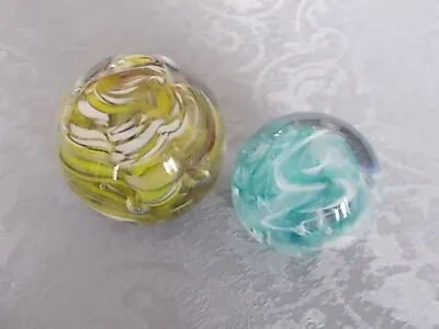 Buy Murano - 2 Small Glass Paperweights - Swirls & Bubbles • 10£