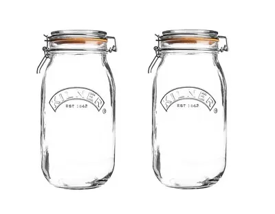 Buy 2 X Kilner 2L Round Clip Top Glass Food Storage Preserve Jar Canister Pot 2000ml • 15.99£