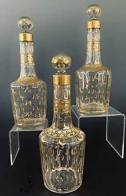 Buy Set (3) Moon & Stars Cut Crystal Liquor Decanters Louis XVI Style Poss. Baccarat • 265.22£