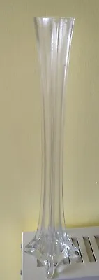 Buy Retro 1970's Vintage Tall Square Clear Glass Bud Vase • 14£