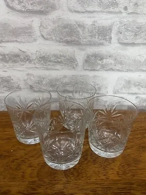 Buy Vintage 4 X Cut Glass Whisky Glasses  3 Inch Diameter X 3.5 High A457 • 12.34£