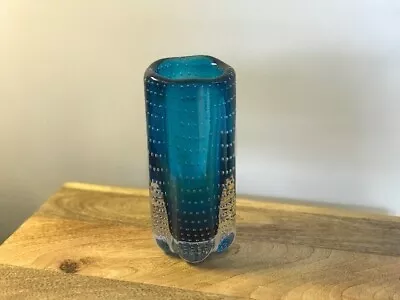 Buy Mid-Century Whitefriars Lobed Glass Vase In Blue - Geoffrey Baxter • 40£