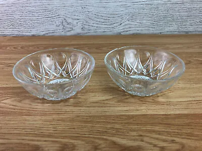 Buy 2 X Clear Cut Glass Bowls Star Cut Base 4  Diameter  • 13.49£
