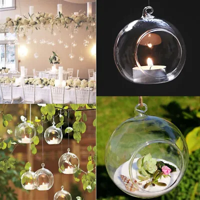 Buy 12/24pcs Hanging Glass Tea Candle Holders Round Tea Light Holder Wedding DIY • 8.95£