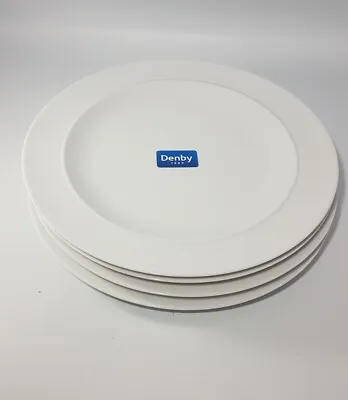 Buy 4x Denby White Medium Dinner Plates Lunch 24cm Stoneware 9.5 Inches 1809 • 48£