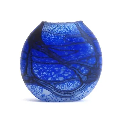 Buy Studio Art Glass Mottled Blue Glass Small Vase • 35£