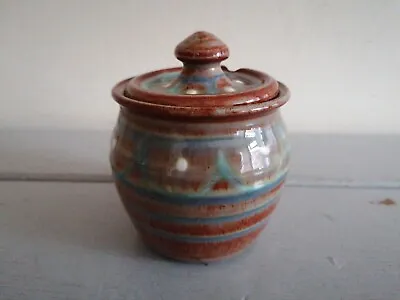 Buy Slipware Studio Pottery Glazed Patterned Lidded Preserve Condiment Pot 10x8cm • 8.50£