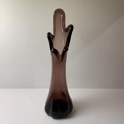 Buy Vintage Amethyst Purple Five Finger Swung Vase Hand Blown Glass 10  • 38.35£