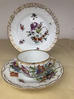 Buy Dresden Porcelain Bone China Tea Trio Cup Saucer & Tea Plate • 19.99£