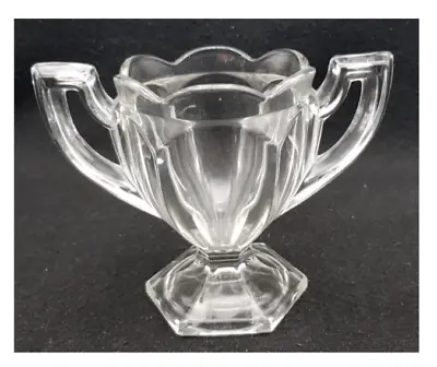 Buy Vintage Possibly Davidson Clear Glass Twin Handled TROPHY Vase B • 7.50£