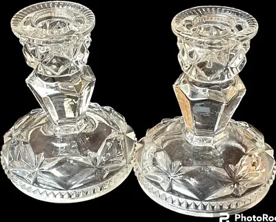 Buy Vintage Heavy Pressed  Glass Candle Holders • 5£