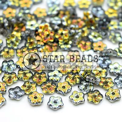 Buy Czech Pressed Glass Flower Spacer Beads - Pick Colour & Size • 2.95£