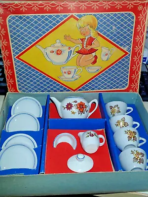 Buy Vintage East German Child’s Doll’s China Tea Set - Flower Print • 11.95£