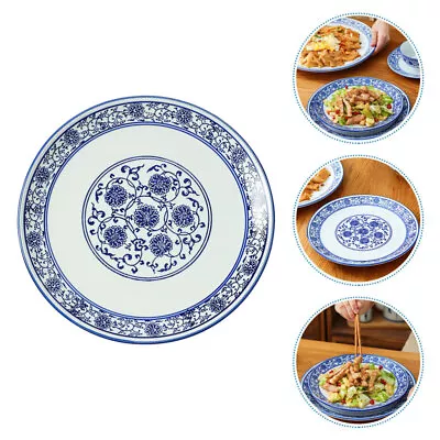 Buy Blue & White Ceramic Dinnerware Set - 23cm Plates For Kitchen & Restaurant • 22.18£