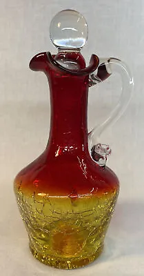 Buy Kanawha Hand Crafted Glassware Amberina Crackle Glass Cruet • 20.33£