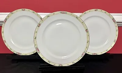 Buy Three Noritake Fine China Nippon 10” Dinner Plates Hand Painted Roses Japan • 25.60£
