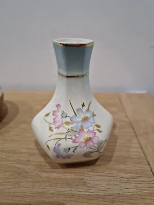 Buy Palissy Royal Worcester Pottery Bud Vase Pink & Blue Floral Pattern 10.5cm Tall • 6£