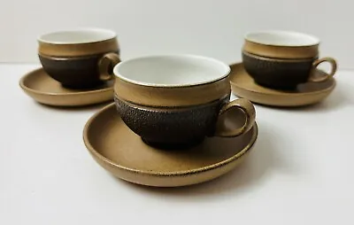Buy SET OF 3 DENBY COTSWOLD CUPS WITH SAUCERS VINTAGE RETRO 1970’s RUSTIC ACORN PAT • 18£