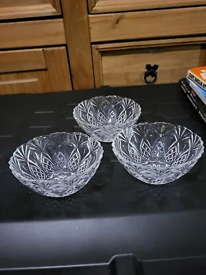 Buy Vintage Marys Menagerie Cut Glass Pedestal Bowls Pineapple & Stars France X3 • 10£