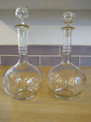 Buy PAIR OF ANTIQUE VICTORIAN SHAFT &GLOBE CUT GLASS DECANTERS.  Excellent. Used. • 39.99£