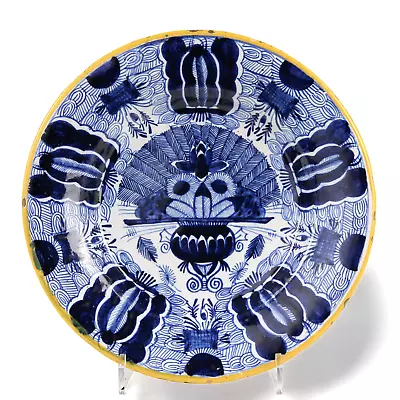Buy Nice  Dutch Delft Blue Plate, Peacock, 18th Ct, Marked: De Porceleyne Claeuw. • 120.06£