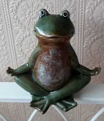 Buy Ceramic Pottery Frog Meditating In Lotus Position Ornament • 20£