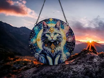 Buy 15cm Mystic Cat Acrylic Suncatcher Wall Hanging Picture Art Spiritual Animals • 7.49£
