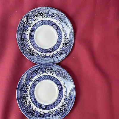 Buy Lot Of 2 Churchill England Vintage Blue Willow China Saucers New Never Used Sale • 29.49£