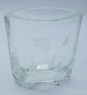 Buy Clear Art Glass Bud Vase With Etched Floral Design Stem Palmquist Orrefors Type • 20.22£