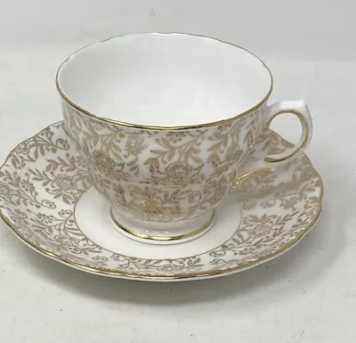Buy Royal Vale White & Gold Floral Vintage Tea Cup & Saucer English Bone China • 24.03£