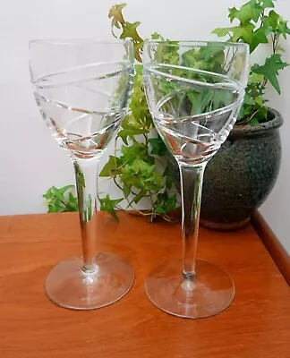 Buy Two Stuart Crystal Jasper Conran Aura Pattern Large Wine Glasses  10  High • 95£