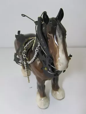 Buy Beswick Shire Horse Dark Brown Carthorse With Part Harness Large Gloss Figurine • 15£