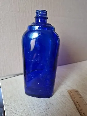 Buy Vintage Cobalt Blue Glass Bottle 18.5cm Tall • 8.50£