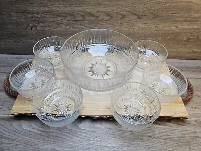Buy Large Glass Desert Bowl X 1 Smaller Serving Bowls X 6 Vintage Lovely Vintage Set • 14.99£