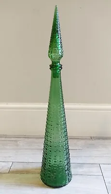 Buy Retro Vintage Empoli Green Genie Bottle Italian Decorative Glass Bottle • 45£