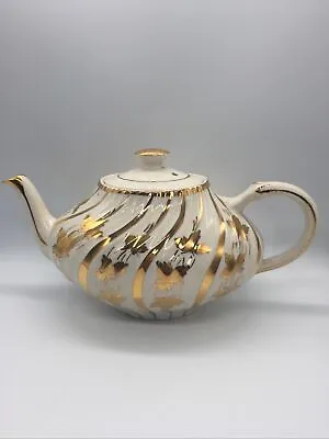Buy Vintage Arthur Wood Teapot Georgian With Swirl Design & Gold Maple Leaves • 32.99£