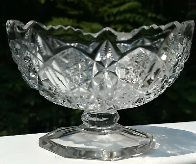 Buy Vintage  Pres Cut  Glass Pedestal Bowl 4.5 X 3.5 X 3.5 H • 4.74£