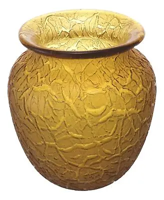 Buy Art Deco Gold Orange Glass Baluster Vase With Crackle Finish 6 1/4  • 74.99£