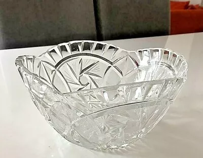 Buy ✅Vintage Lead Crystal Cut Glass Scalloped Bowl ✅- 21cm Diameter - Height 11 Cm✅ • 11.99£