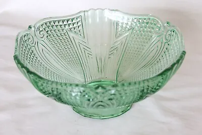 Buy Art Deco Green Glass Bowl By Samuel Reich • 17.99£