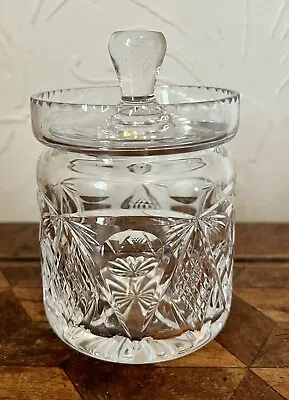 Buy Vintage Cut Glass Crystal Preserve Marmalade Jam Honey Jar Lidded Pot Retro! • 12£