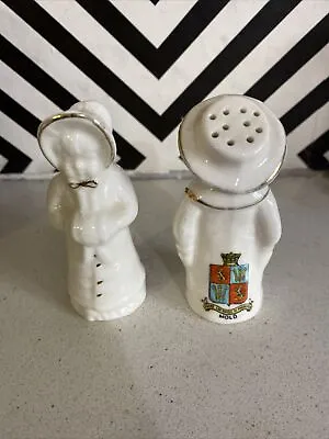 Buy Rare Victoria China Crested Ware Salt & Pepper - Mold North Wales • 24.99£