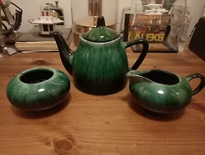 Buy Blue Mountain Pottery Teapot - Jug Sugar Bowl - Canada - Vintage - Green • 5£