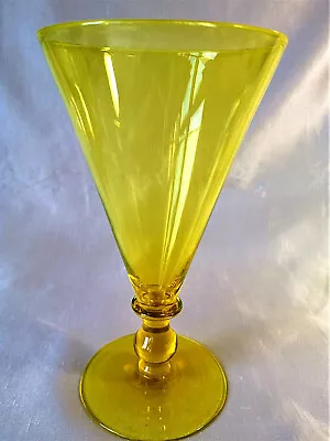 Buy Large John Walsh Conical Bowl Golden Amber Uranium Glass Goblet. C1930. 17.5cms • 45£
